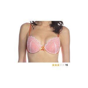 Hers By Herman Womens Orange Adjustable Strap Padded Push Up Bra Size 34B